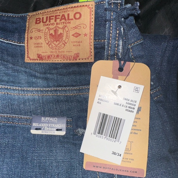 Buffalo Relaxed Straight Driven Men's Jeans in Dark Blue Sanded NWT - Picture 5 of 5